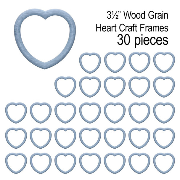 EBL Craft Frames 2.75 inch Heart WoodGrain Lt Blue 30pc