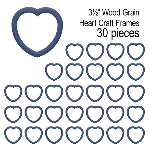 EBL Craft Frames 2.75 inch Heart WoodGrain Denim 30pc