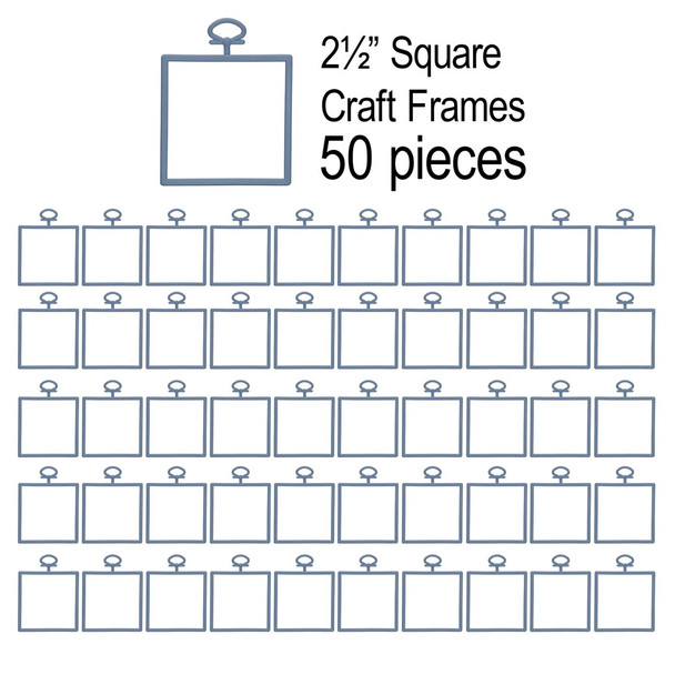 EBL Craft Frames Square 2.5 inch Light Blue 50pc