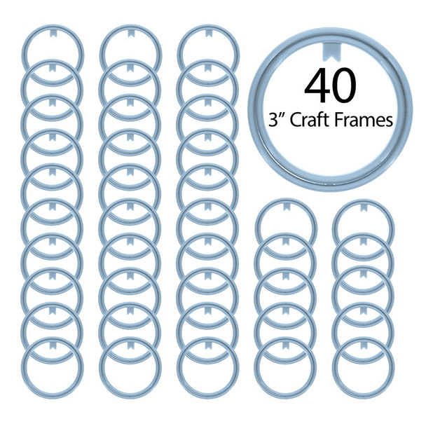 EBL Craft Framing Hoop Round 3 inch Light Blue 40pc