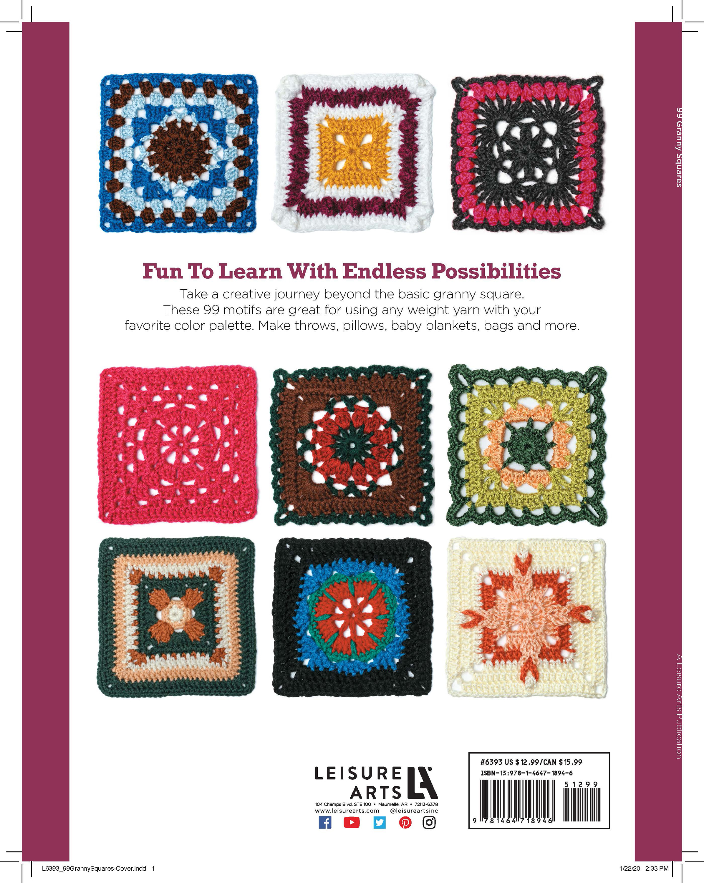 Leisure Arts 99 Granny Squares Crochet Book