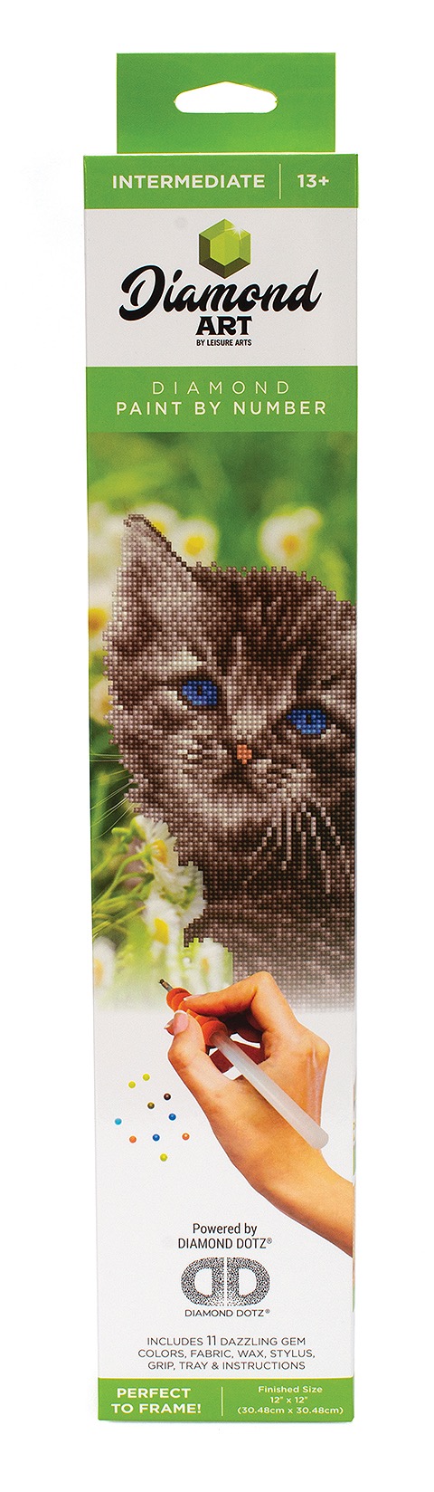 DIAMOND ART BY LEISURE ARTS Stain Glass Cat, 12x12, Intermediate Diamond  Painting Kits for Adults, Diamond Art for Adults, Diamond Art Kit, Diamond  Art Painting