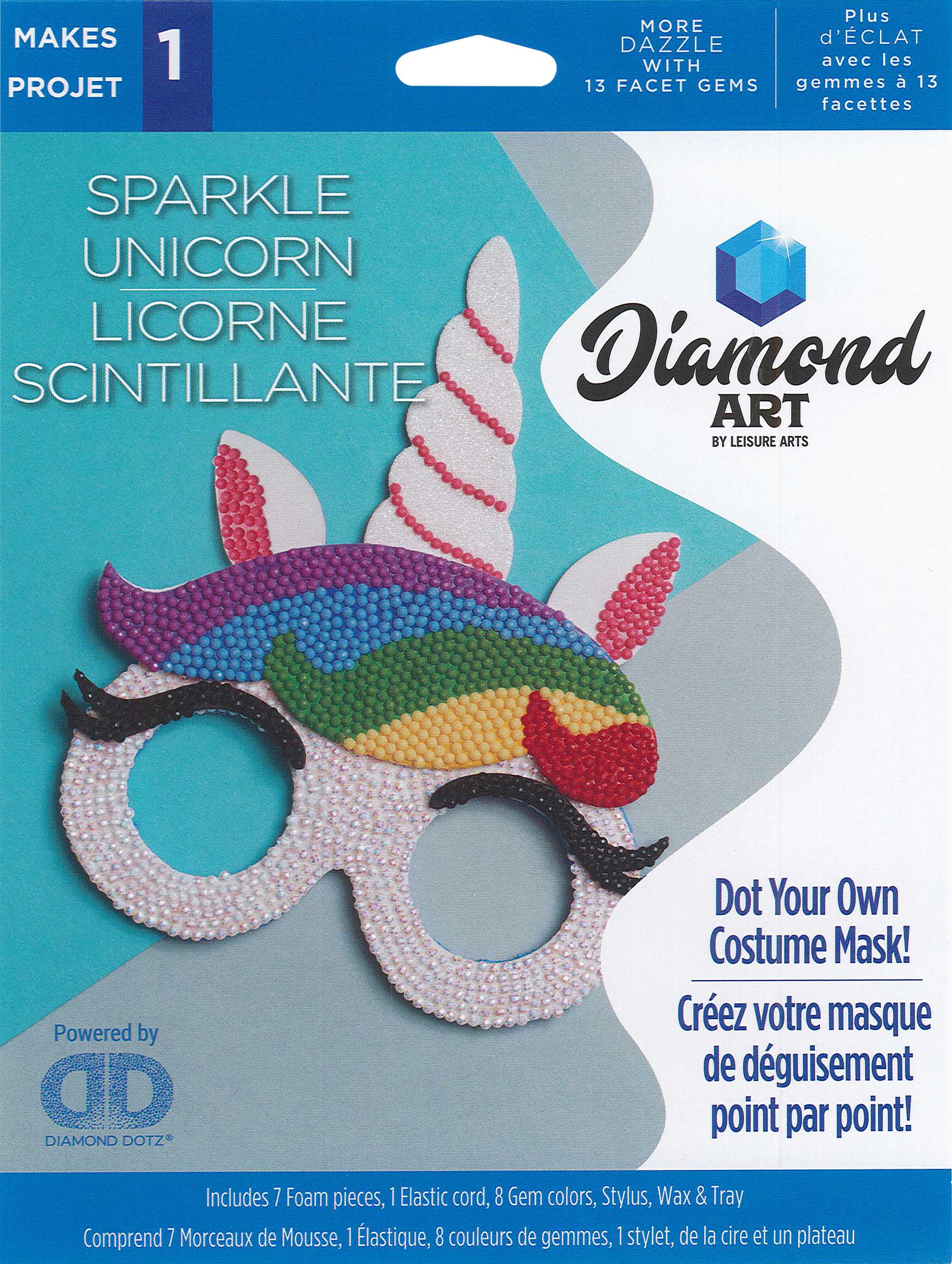 Diamond Art Kit 8x8 Beginner Stain Glass Unicorn