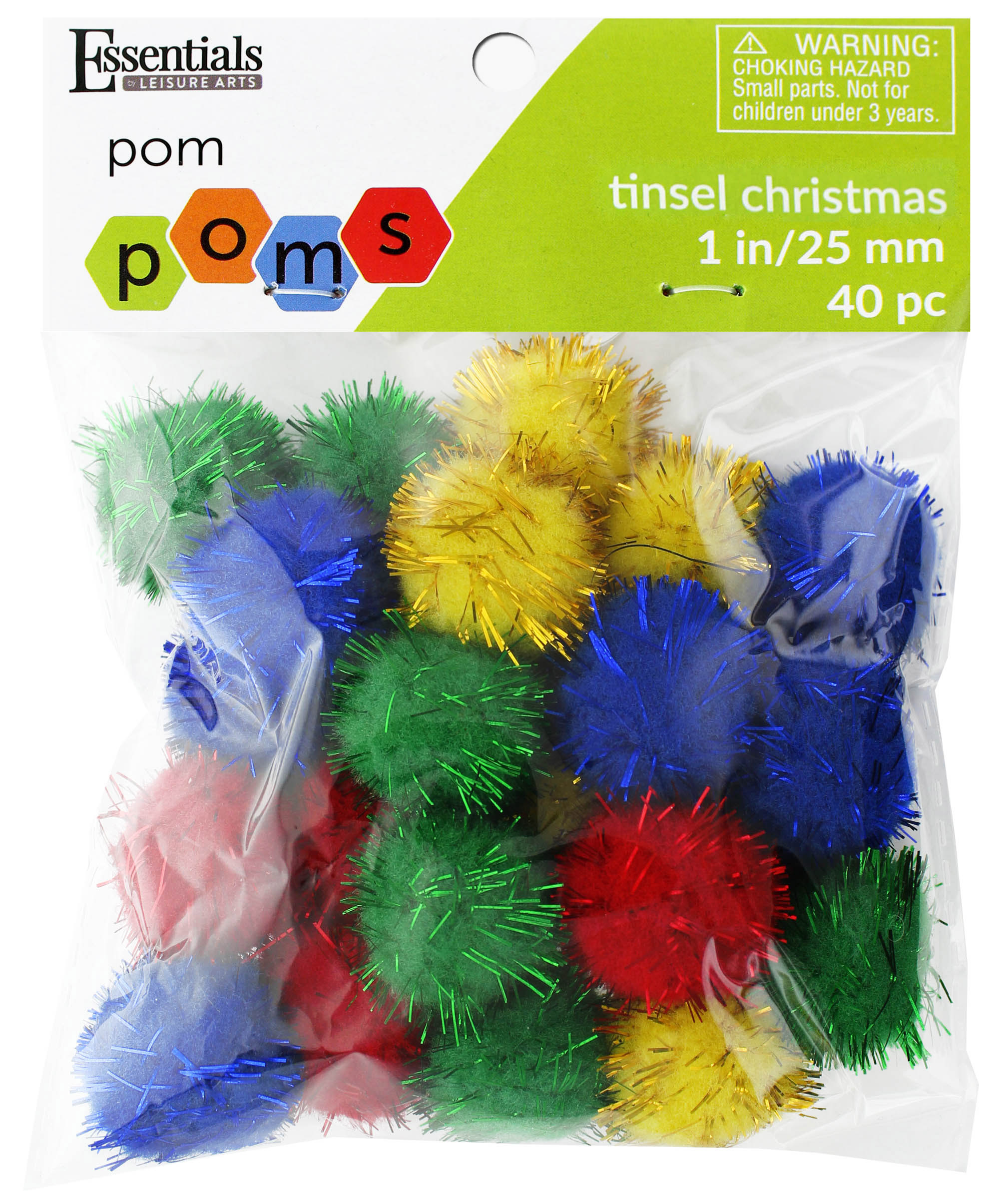 Essentials By Leisure Arts Pom Pom .5'' Iridescent Christmas 72pc