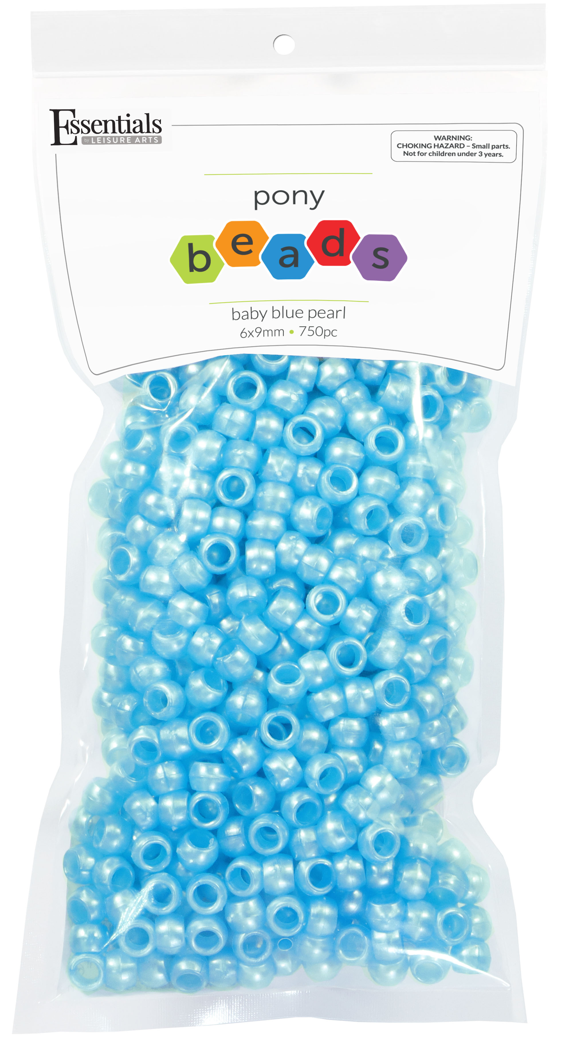 Essentials By Leisure Arts Bead Pony 6mm x 9mm Transparent Blue 750pc