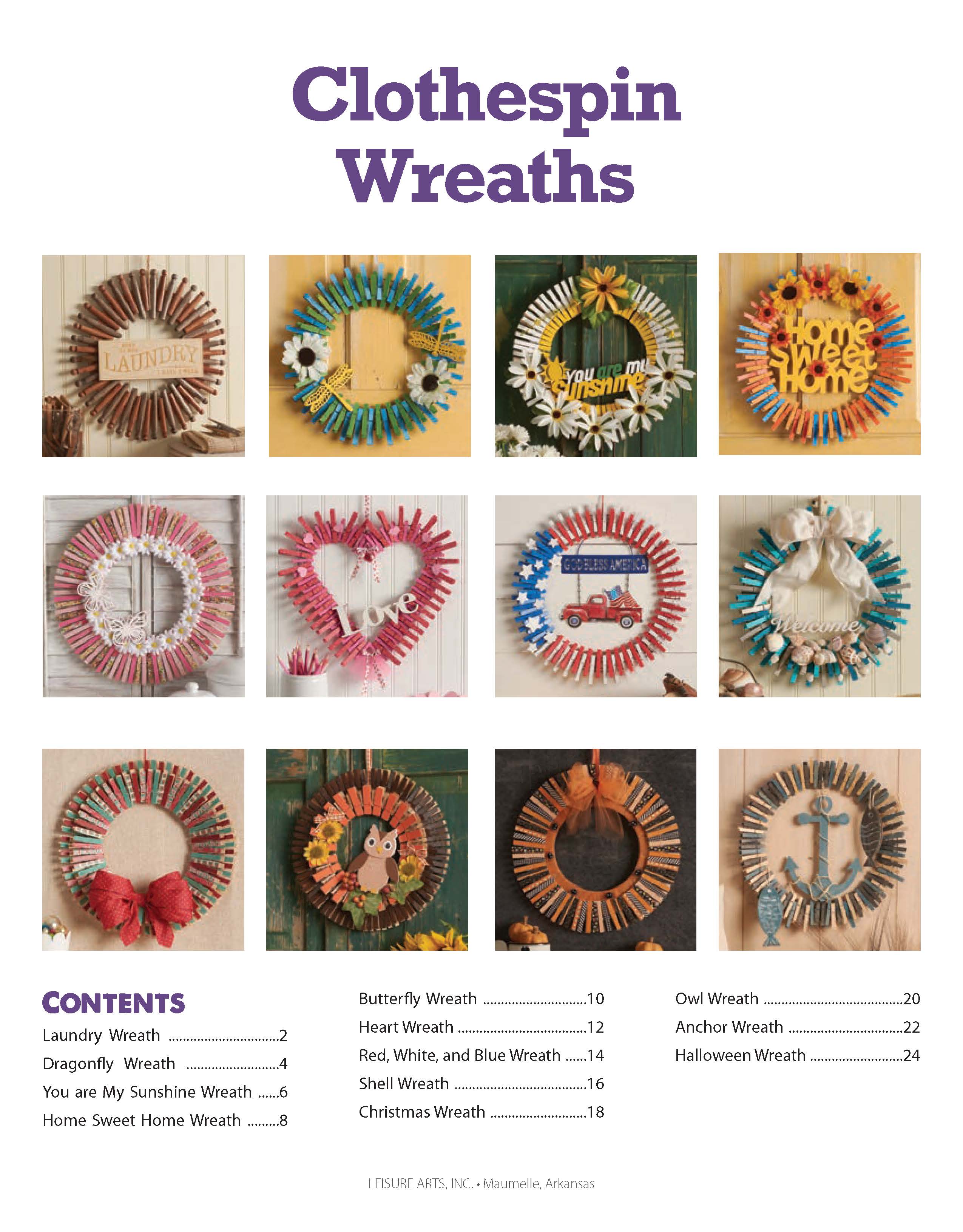 Leisure Arts Clothespin Wreaths Crafting Book