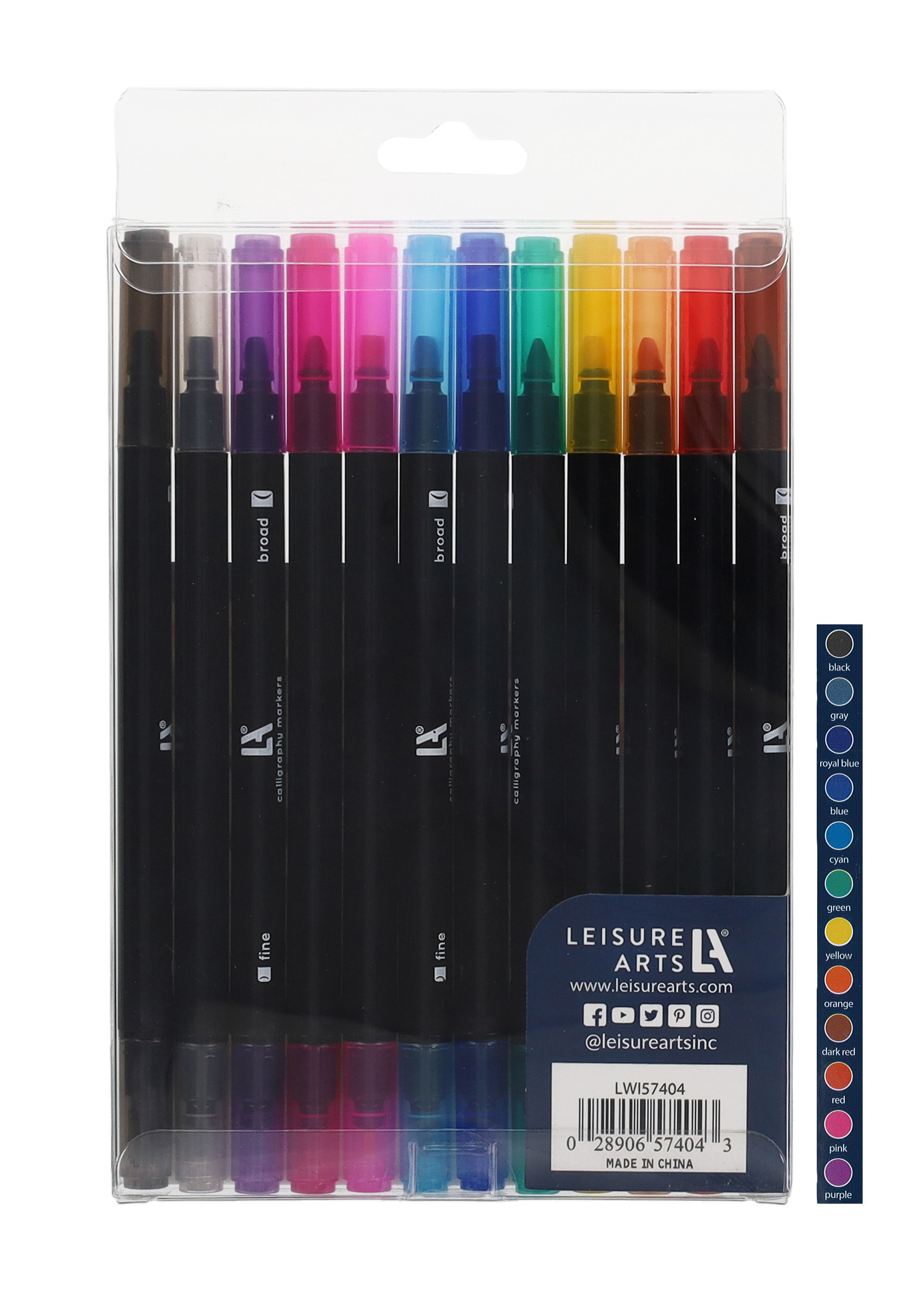 Leisure Arts Dual Ended Calligraphy Markers Set 12pc