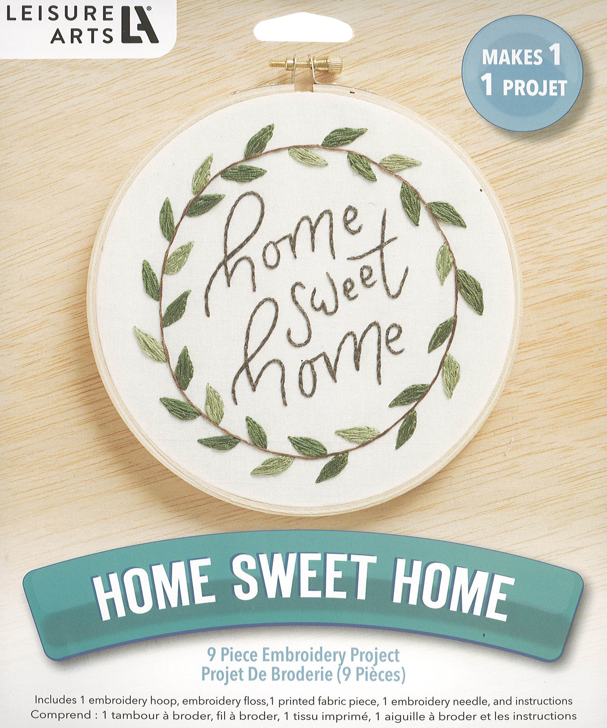 Embroidery Kit, Home Sweet Home, Beginner Embroidery Kit, Hand