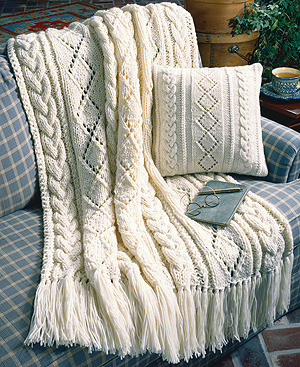 ePattern Cables & Diamonds Afghan & Pillow