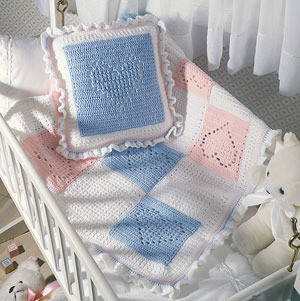 ePattern Nursery Hearts Afghan and Pillow