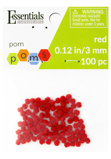 Essentials by Leisure Arts Pom Poms - Red -10mm - 100 Piece pom