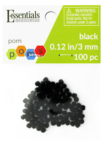 Essentials by Leisure Arts, Pom Pom, 3mm, Black, 100pc