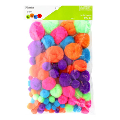 「pompom」 Essentials By Leisure Arts Pom Pom Assorted Sizes Bold Neon 100pc