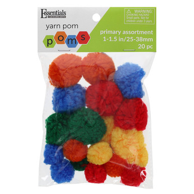 Essentials By Leisure Arts Pom Pom Assorted Sizes Yarn Primary