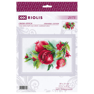 画材 Cassis Rouge Riolis Cross Stitch Kit Juicy Pomegranate - Leisure Arts
