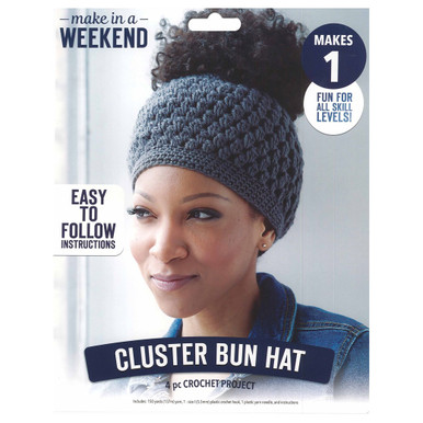 Leisure Arts Kit Crochet Make In A Weekend Cluster Bun Hat