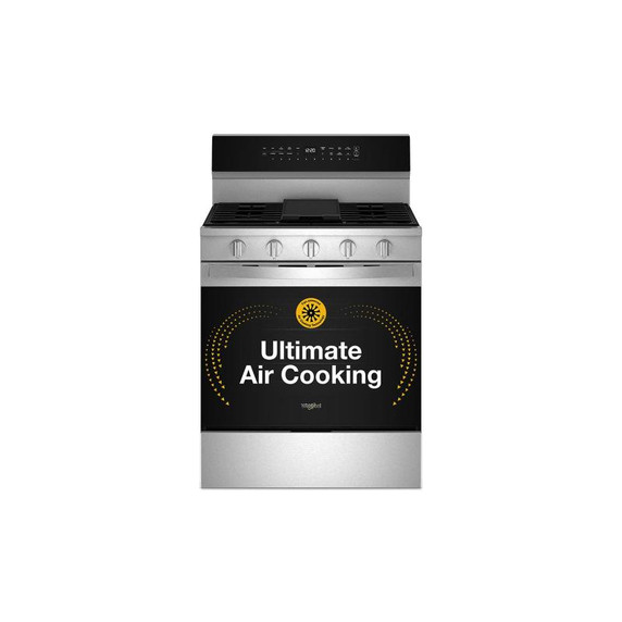 Whirlpool® 30-inch Smart Gas Range with Air Cooking Technology, Steam/Self Cleaning, Rapid Preheat 5.3 CuFt Capacity WFGS7530RZ