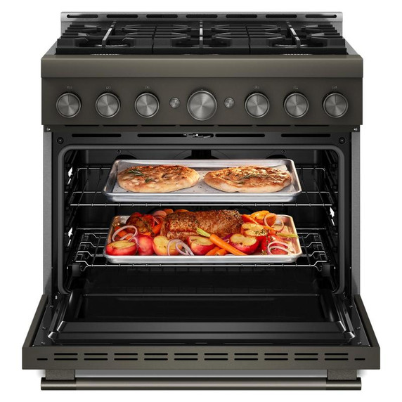 KitchenAid® 36-Inch 6 Burner Commercial-Style Gas Range with No Preheat Air Fry Mode KFGS936SBE