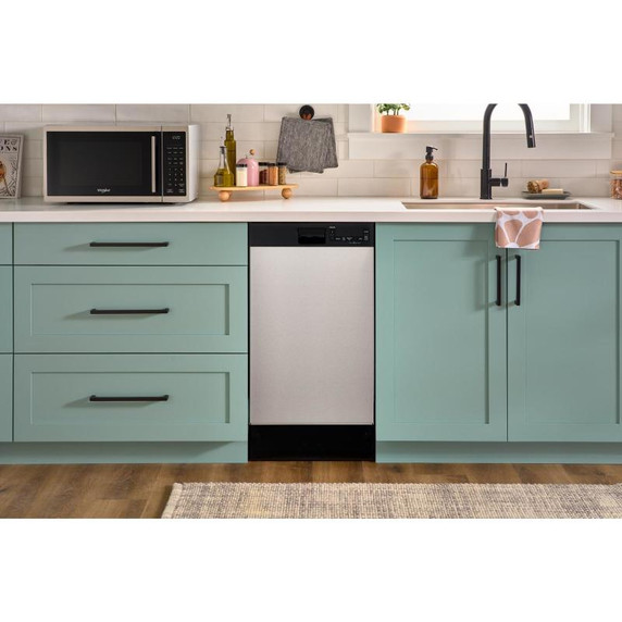 Whirlpool® 18" Stainless Steel Dishwasher with Half Load Cycle and Triple Spray Arms - 48 dBA WDFS5118SS