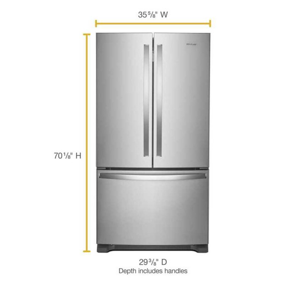 Whirlpool® 36-Inch Wide Counter-Depth French Door Bottom Mount Refrigerator - 20 cu. ft. WRFC2036RZ