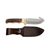 UNCLE HENRY FIXED BLADE W FINGER GROOVES AND GUTHOOK