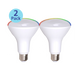 2-pack Smart BR30 LEDs bulb showing various color temperatures