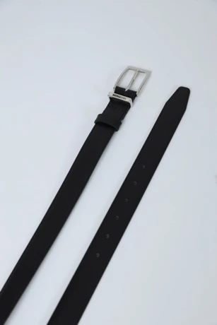 Men's black leather belt 7600986-5