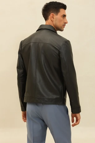 Men's black leather jacket 9118002-5