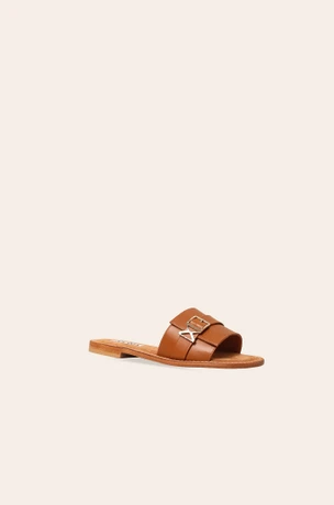 Brown leather slippers 2503R102-6