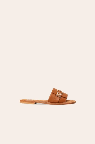 Brown leather slippers 2503R102-6