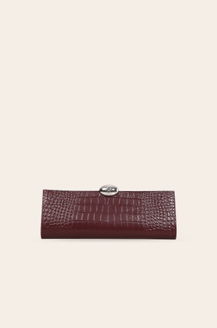 Burgundy embossed leather purse 3401407-6