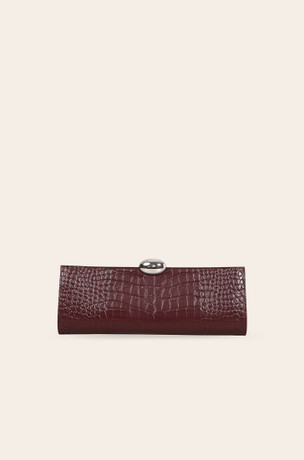 Burgundy embossed leather purse 3401407-6