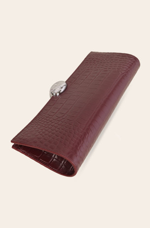 Burgundy embossed leather purse 3401407-6