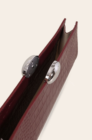 Burgundy embossed leather purse 3401407-6