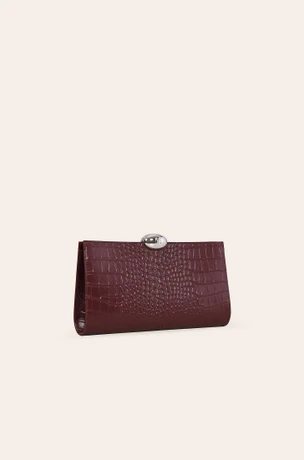 Burgundy embossed leather purse 3401309-6