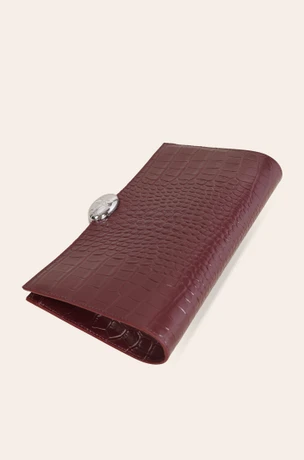 Burgundy embossed leather purse 3401309-6