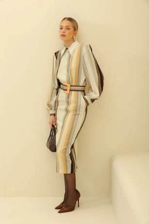 Striped midi dress 54328301-6