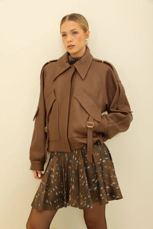 Brown leather jacket 8120701-6