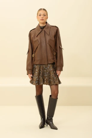 Brown leather jacket 8120701-6