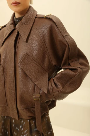 Brown leather jacket 8120701-6