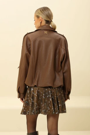 Brown leather jacket 8120701-6