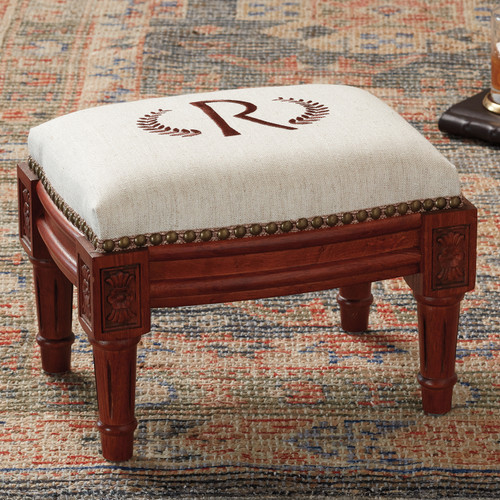 Laurel Embroidered Footstool - Monticello Shop