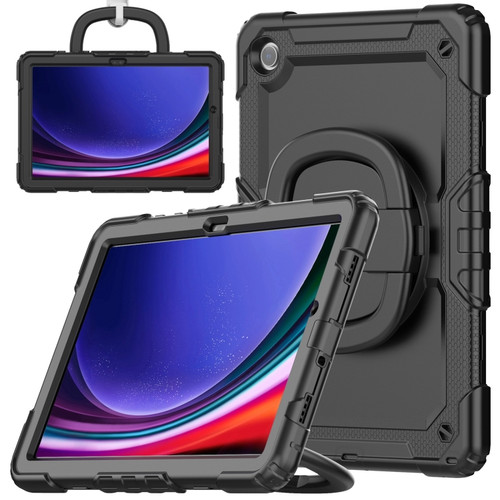 For Samsung Galaxy Tab A9 / A9+ Handle Silicone Hydric PC Tablet Case with Shoulder Strap