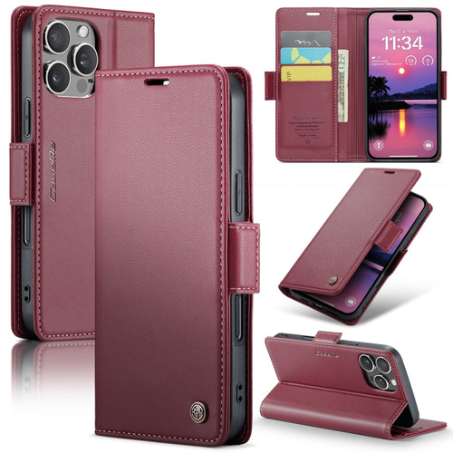 For iPhone 16 - 16 Pro Max CaseMe 023 Butterfly Buckle Litchi Texture RFID Anti-theft Leather Phone Case
