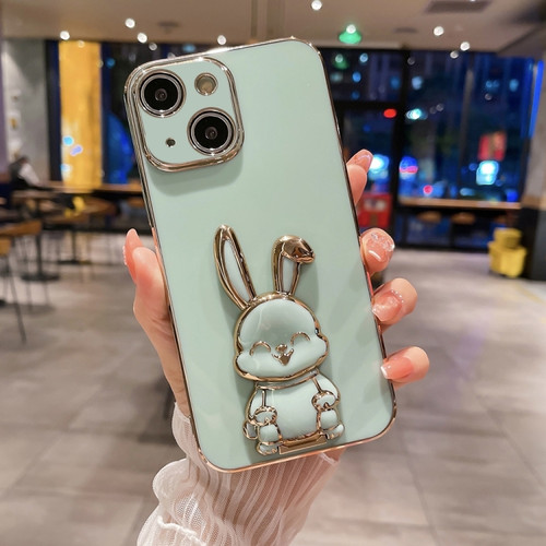 For iPhone 15 - 15 Pro Max Plating Rabbit Holder Phone Case