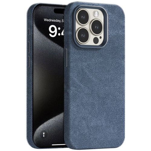 For iPhone 12 - 15 Pro Max Skin Feel Denim Leather MagSafe Phone Case