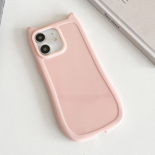 For iPhone 11 - 15 Pro Max Frosted Solid Color Cat Head TPU Phone Case