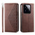 For Xiaomi & Redmi Models Cubic Grid Calf Texture Magnetic Leather Phone Case