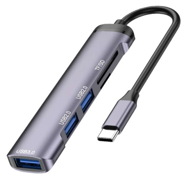 T505 Laptop Phone Adapter Type-C to USB2.0x2 + USB3.0 + TF / SD Card Slots USB HUB, T505