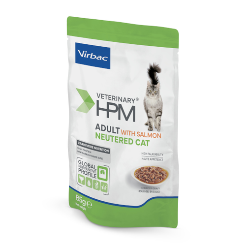 HPM Wet Cat Adult Neutered Salmon chunks in gravy 12x85g